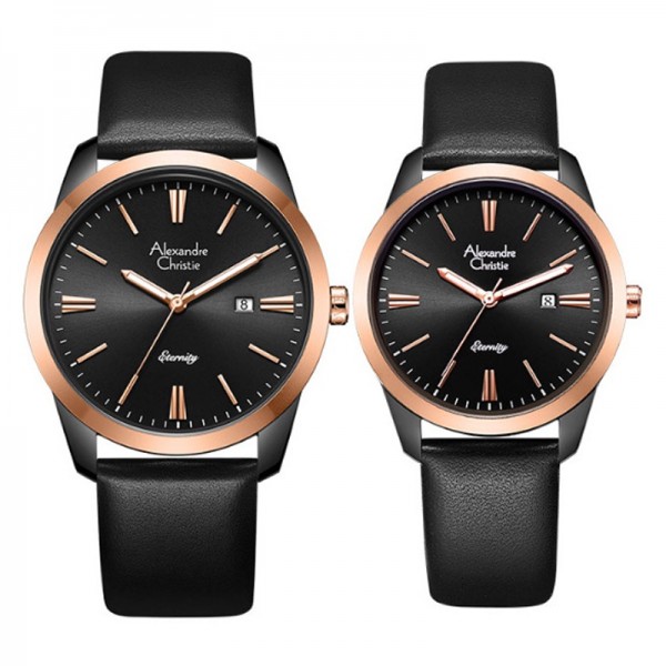 Alexandre Christie AC 8668 MDLIPBARG LDLIPBARG Black Rosegold Couple